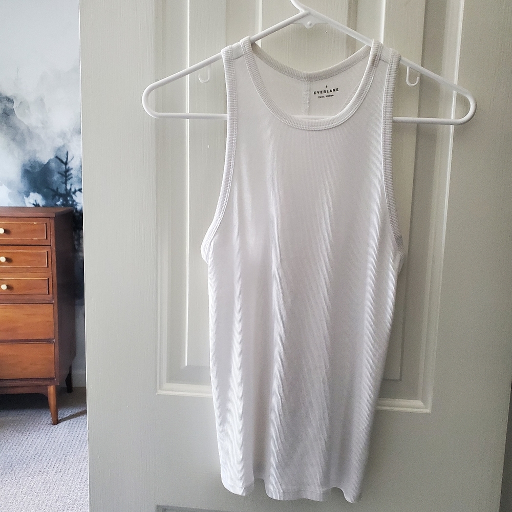 Everlane The Luxe Rib Racerback Tank, White (S)